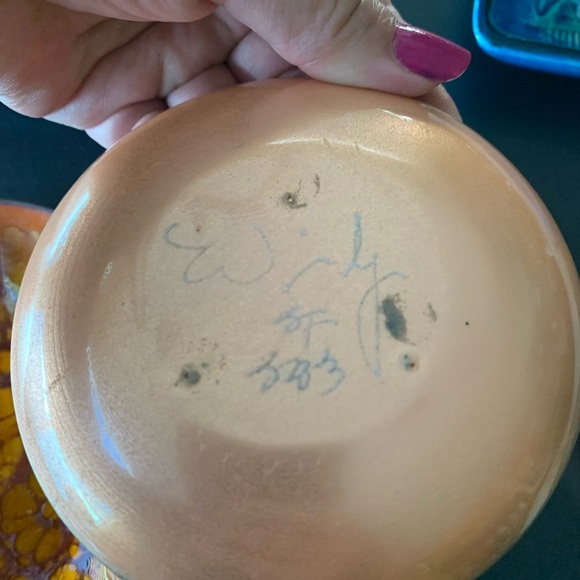 Stunning vintage enamel on copper bowl artist signed Win Ng SF rare MCM - Picture 4 of 4